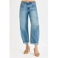 thumbnail image 5 of Womens Plus Size Mid Rise Barrel Jeans Rolled Cuff Relaxed Fit Washed Denim With Pockets For Everyday Comfort Wear, 5 of 7