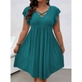 thumbnail image 5 of Cuteduck Women's summer plus-size V-neck elegant A-line dress with lotus leaf sleeves 1X-5X, 5 of 7