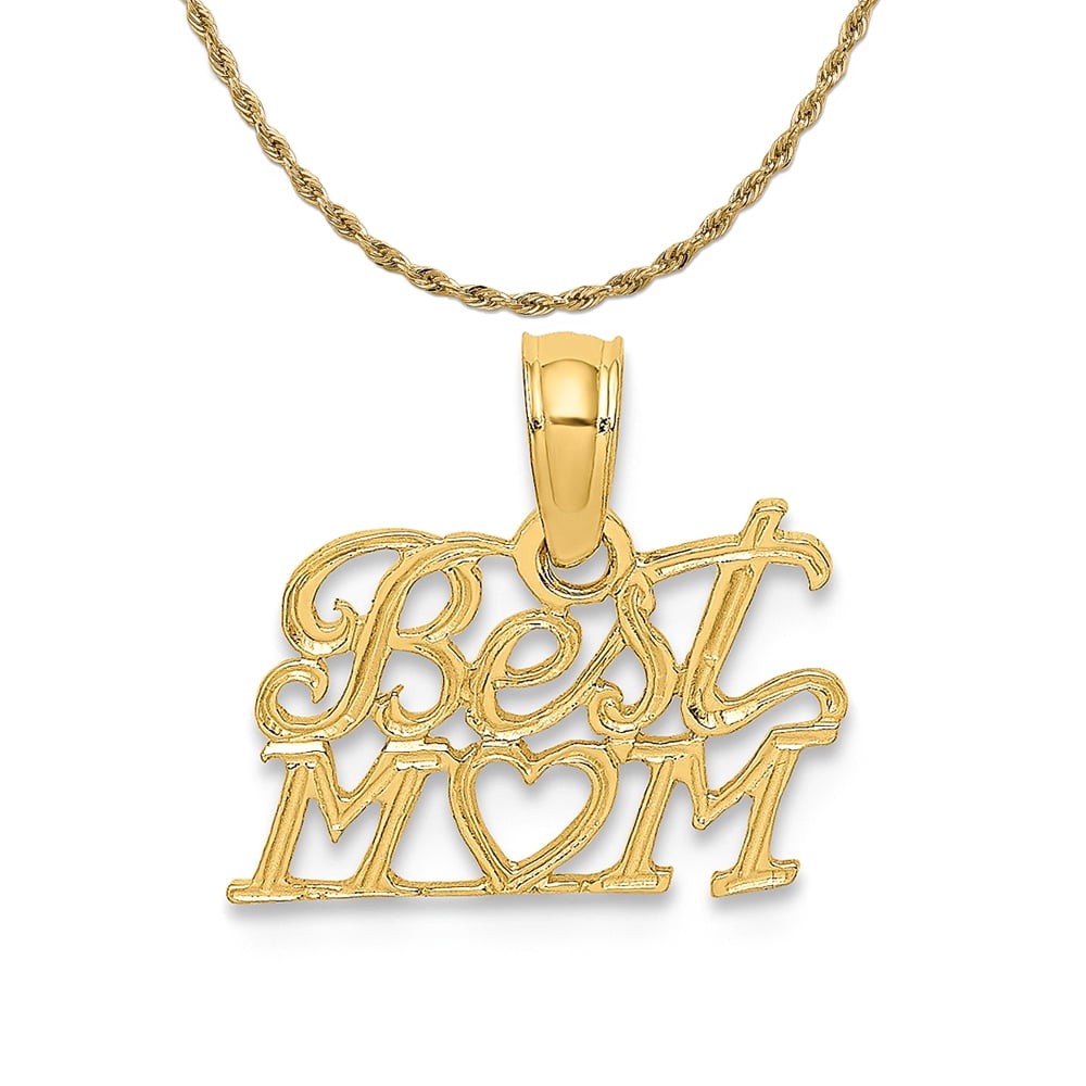 14k Yellow Gold Best Mom Pendant 