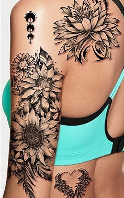 All the Piercings and Body Mods  emmatai88 Amazing sunflower roses arm  tattoo by