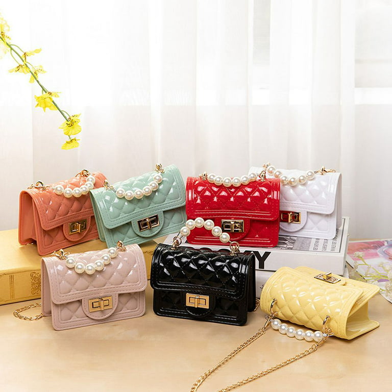 Small Sweet Handbag Pearl Candy Color Purse Wallet Lingge Crossbody Bag  Women Shoulder Bags Korean Coin Purse Mini Messenger Bags YELLOW 