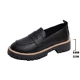 thumbnail image 5 of Womens Penny Loafers Vintage Glitter Leather Classic Lug Sole Chunky Heel Slip on Loafers Dressy Work Business Casual Shoes Black Size 8, 5 of 8