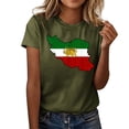 thumbnail image 2 of Camiseta de Manga Corta Impresa de Cuello Alto para las Mujeres, Tops de Cuello Redondo para las Mujeres Mezcla de Poliéster de Spandex de Uso Diario Casual, 2 of 5