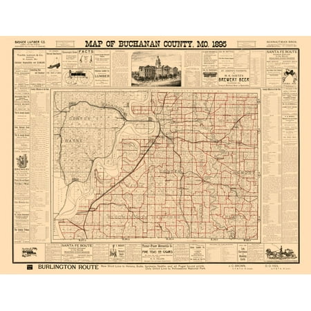 Buchanan County Missouri - Rutt 1895 - 23.00 x 29.98 - Glossy Satin Paper