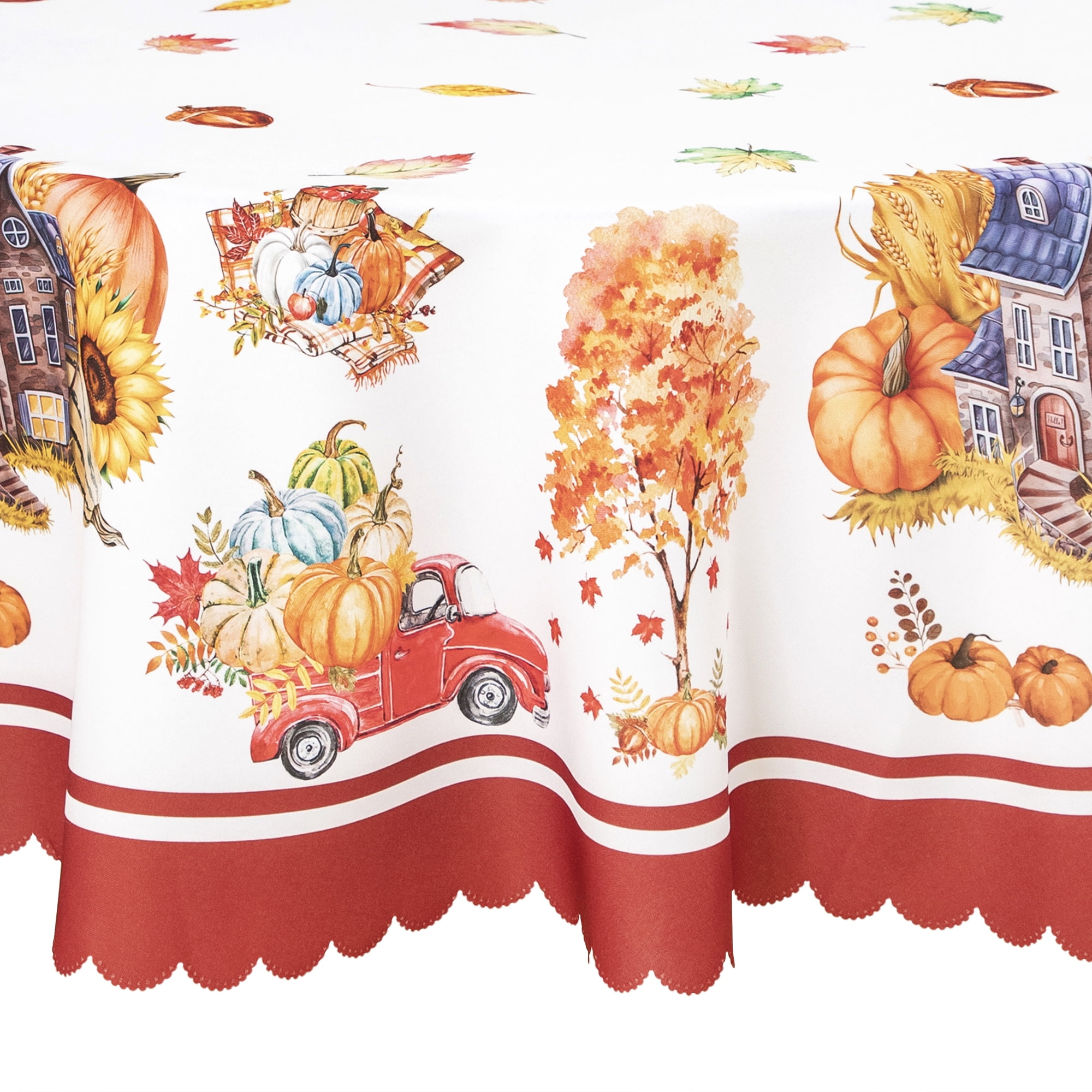 RAY STAR Polyester Christmas Tablecloth 60 inch Round Machine Washable Table Cloths, Thick Can not See Through Heavy Duty Tablecloth