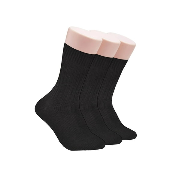 Clarks Men's Casual Solid Crew Socks with Ribbed Welt 3 Pair, Black , Men's 7-12 Shoe