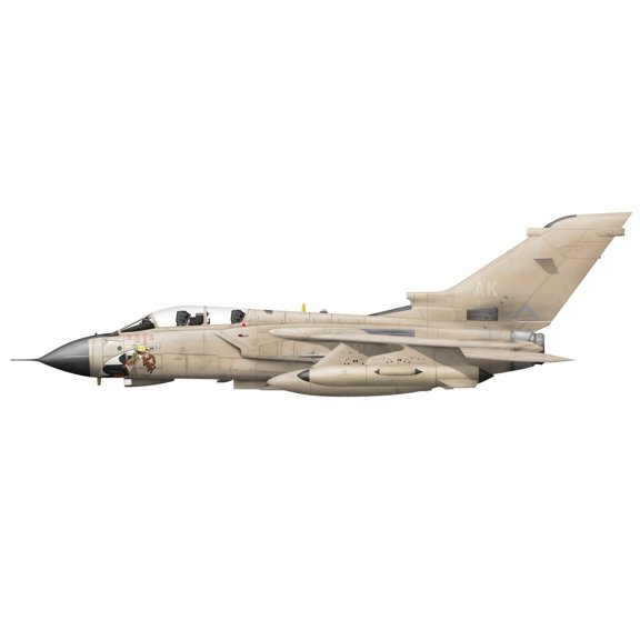Illustration of a Panavia Tornado GR1 with Gulf War markings Canvas Art - InkwormStocktrek Images (24 x 9)