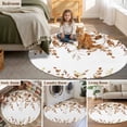 thumbnail image 5 of Orange Brown Eucalyptus Round Area Rug 5Ft Washable Circle Rugs for Living Room Bedroom, Watercolor Spring Weeping Botanical Non-Slip Carpet Floor Mats Indoor Outdoor Carpet Runner Home Decor, 5 of 8