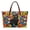 Black Cat Floral Print, variant on Top Handle Tote Bag with Portable Inner Pocket, Bookshelf Books Pattern Large Capacity Leather Tote Bag for Women for Shopping Excursions