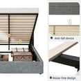 thumbnail image 2 of Allewie Full Size Lift Up Platform Storage Bed Frame with Channel Wingback Headboard, Grey Blue, 2 of 10
