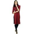 thumbnail image 3 of Phagun Kurti Droite à Col Mandarin pour Femmes, Motif Uni, Robe Ethnique Indienne de Designer, 3 of 7