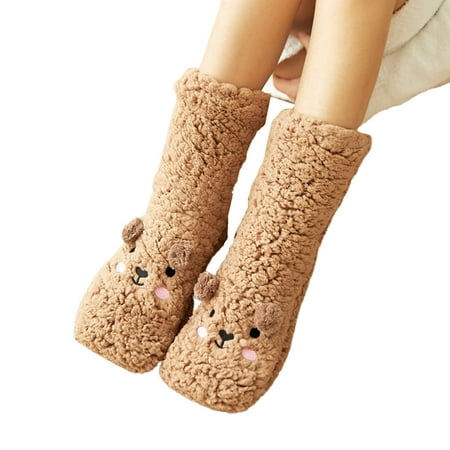 

harmtty 1 Pair Floor Sock Warm-keeping Breathable Coral Fleece Fade-resistant Thermal Winter Slipper Sock for Home Coffee