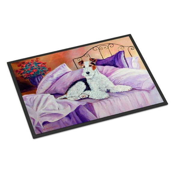 Carolines Treasures 7121MAT Fox Terrier Waiting on Mom Doormat 18x27 27"L x 18"W multicolor