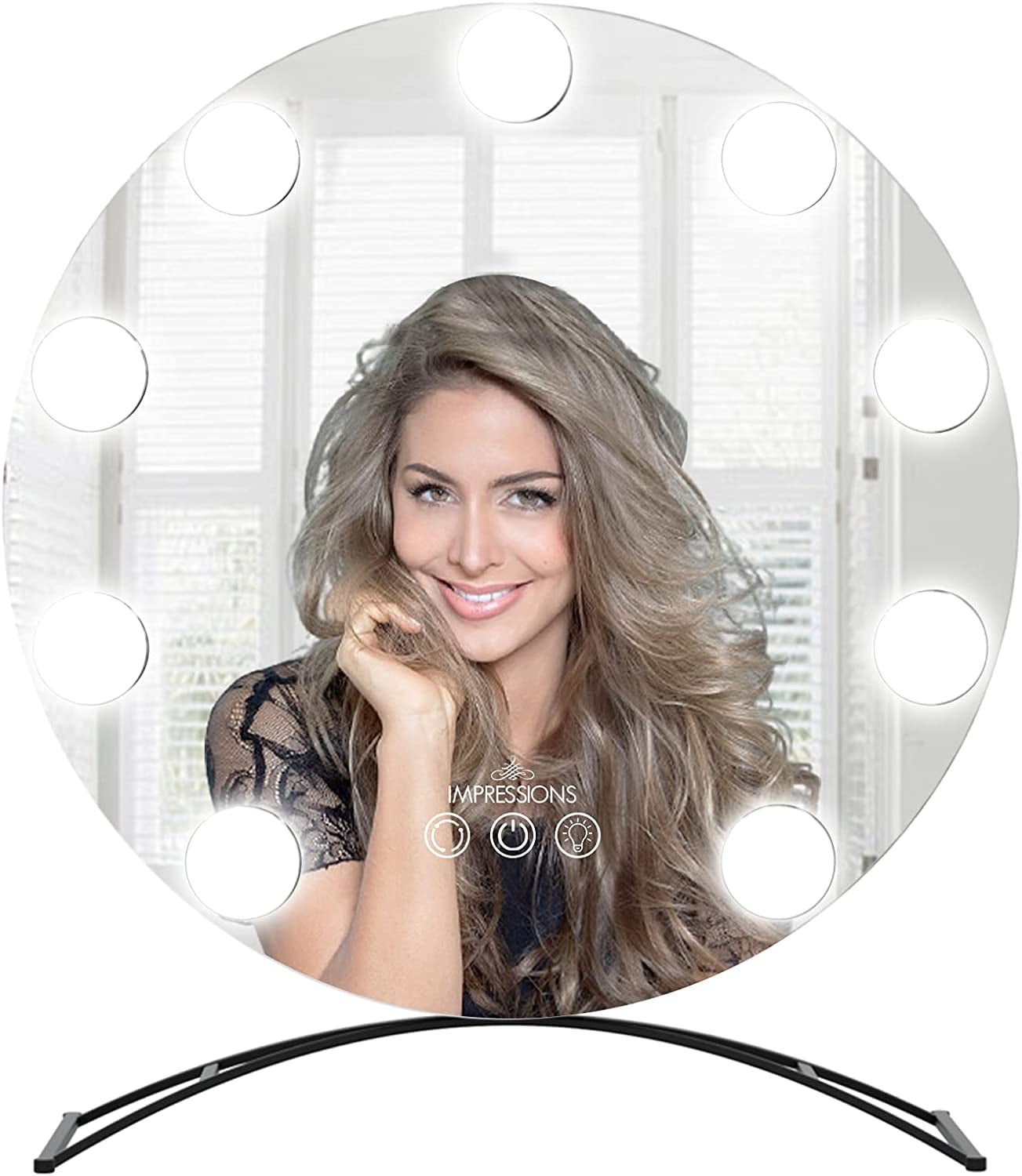 Impressions Vanity Hollywood Round Tri Tone LED Modern Makeup Mirror