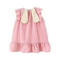 thumbnail image 4 of JDQJBZ Robe à Manches Courtes pour Bébé Fille avec Appliqué Floral, Ourlet à Volants et Sac Tenue d'Été, 4 of 5