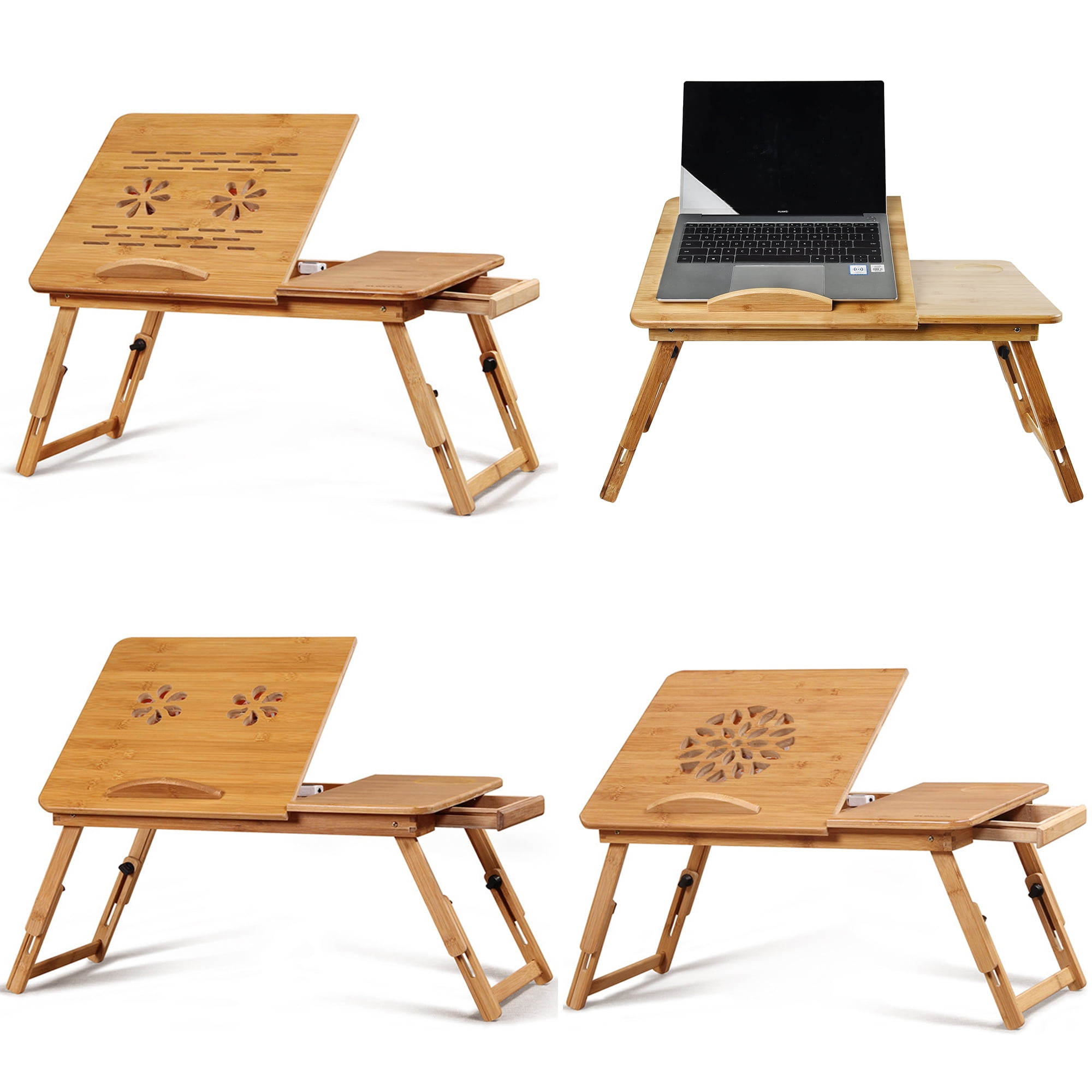 Portable Foldable Laptop Notebook Table Adjustable Stand Computer Desk Bamboo US