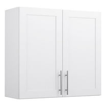 Maklaine Transitional Engineered Wood 32 inch Wall Cabinet White