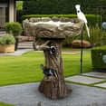 thumbnail image 3 of 23in Tall Outdoor Birdbath with Pedestal - Modern Garden Birdbaths Outdoor Decor for Bird Spa & Birdfeeder, Floor Bird Baths for Garden Patio, Yard, Lawn, 3 of 9