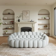 99 Bubble Couch Modern, Oversized Curved Couches, Lazy Floor Sofa, Light Gray Bubble Couch,Upholstered Comfy Mesh Fabric 3D Honeycomb Shape Couches for Living Room, Office, Apartment, 3-Seater