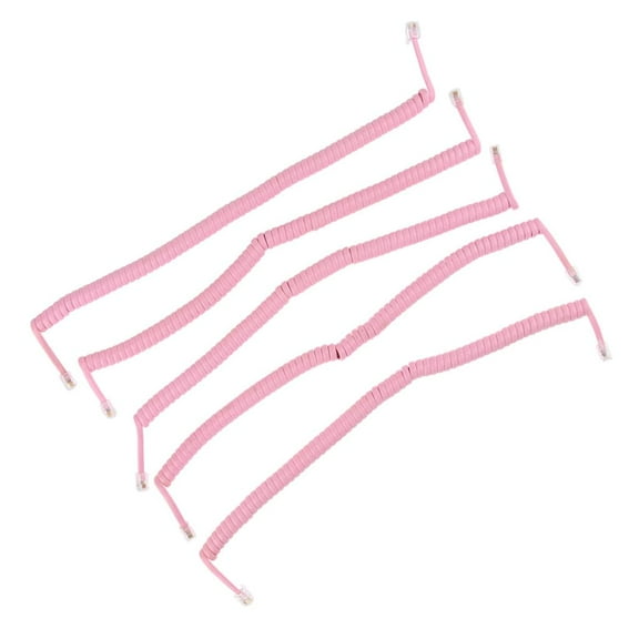LeeQinersw 5x RJ9 Telephone Cable Phone Handset Coiled Cord Spiral to 6.56ft #1 Pink