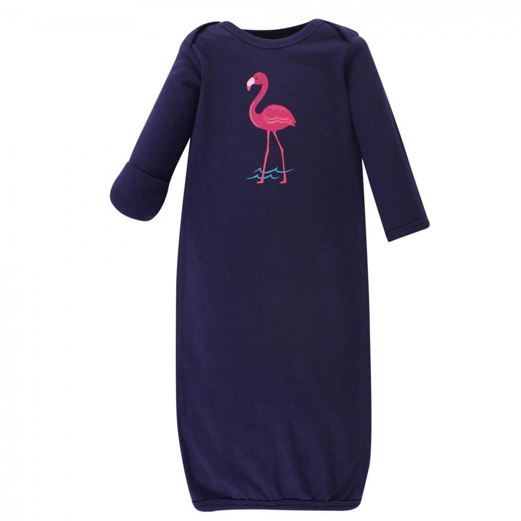 Hudson Baby Infant Girl Cotton Gowns, Bright Flamingo, Preemie and Newborn