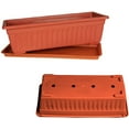 thumbnail image 3 of 3 Pcs Window Box Flower Pots with Saucer, 15 Inches Plastic Rectangular Planters,for Windowsill,Patio, Garden, Home Decor, Porch (Brick Red), 3 of 7