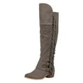 thumbnail image 2 of Winter Fall Fringe Knee High Cowboy Boots for Women Slouchy Chunky Mid Heel Buckle Wide Calf over The Knee Cowgirl Boots, 2 of 5