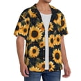 thumbnail image 2 of Kdxio Men's Hawaiian Shirt for Men Short Sleeve Shirt Scottish Blue Plaid Sunflower Summer Casual Holiday Beach Button Down T-Shirts, 2 of 5