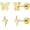 Butterfly & Lightning-Gold-4MM, variant on 2 Pairs Flat Back Earrings Women, Titanium Star and Moon Earrings, Heart & CZ Flatback Stud, Butterfly & Lightning Screw Back, Crosses and Triangles Stud, Gold/Pink/Silver/Black Options