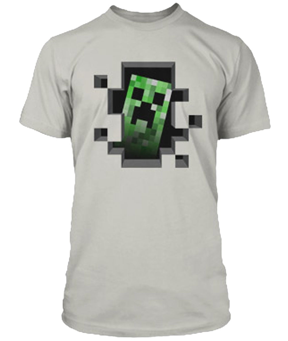 Minecraft Creeper Inside Garçon Gris T-Shirt