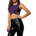 thumbnail image 4 of INSPIRE CHIC Women's Glitter Sleeveless Round Neck Criss Cross Crop Top XS Purple, 4 of 7