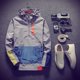 thumbnail image 2 of Chaqueta con capucha de empalme informal para hombre, cortavientos impermeable a prueba de lluvia, chaqueta de ciclismo al aire libre, chaqueta neutra multicolor, otoño de 2024, 2 of 5