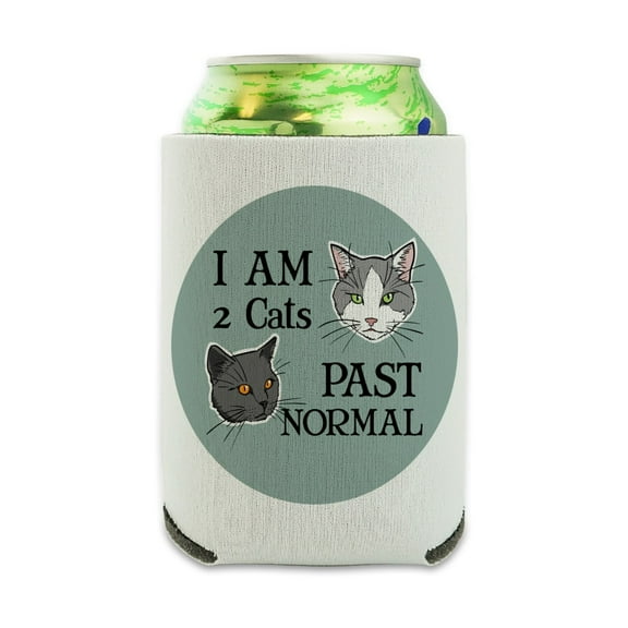 Two Cats Past Normal Can Cooler - Drink Sleeve Hugger Collapsible Insulator - Beverage Insulated Holder