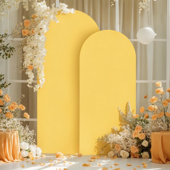 Cover Only-3-Piece Set Polyester Spandex Wedding Arch Fabric Set 3-Piece Set 6Ft 6.6Ft 7.2Ft Background Frame Zipper Fabric Set Birthday Party Semicircle Fabric