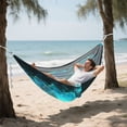 thumbnail image 5 of Hanging Hammock Portable Travel Camping For Outdooor Beach Camping Hiking Fluorescent Cyan, 5 of 8