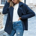 thumbnail image 5 of IROINNID Women's Jacket Shearling Jacket Notch Lapel Solid Color Long Sleeve Casual Ladies Warm Jacket Winter Lamb Woolen Outerwear, Navy, 5 of 9