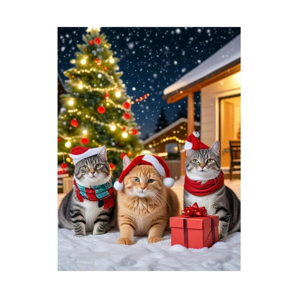 Manta navideña Manta navideña con gatos Manta navideña de invierno Manta suave para el ocio Manta cálida para la siesta Manta navideña con gorro de Papá Noel (150 x 100 cm)
