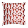 thumbnail image 1 of Lobster Throw Pillow Cushion Cover, Abstract Geometric Lobsters Artwork Vertically Aligned Graphic Figures, Decorative Square Accent Pillow Case, 18 X 18 Inches, White and Vermilion, by Ambesonne, 1 of 2