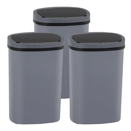 PayLessHere 13Gal Trash Can - Touchless Automatic Lid, Plastic Garbage Can for Kitchen  (3, Gray)
