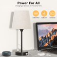 thumbnail image 2 of Set de 2 lámparas de mesa Acaxin para dormitorio con USB-C y toma de corriente AC, 2 of 9