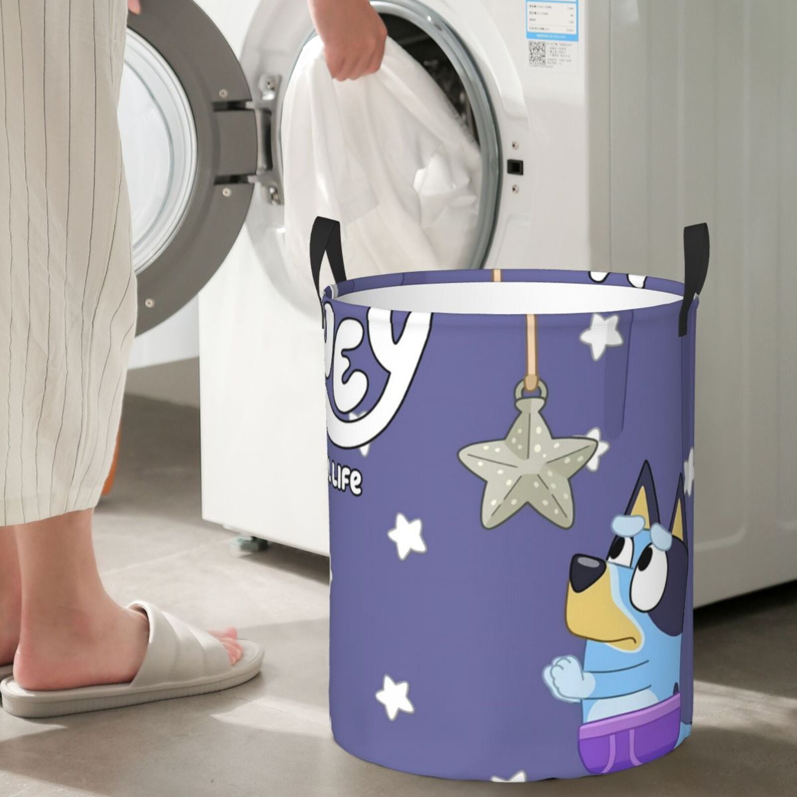Johaoi Bluey Pattern Round Large Laundry Basket -Storage Basket - Toy Storage Basket, Perfect as Hamper, Kids Room Storage, and Toy Containment-