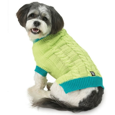 Cody's Green Chunky Cable Dog Sweater - X-Small
