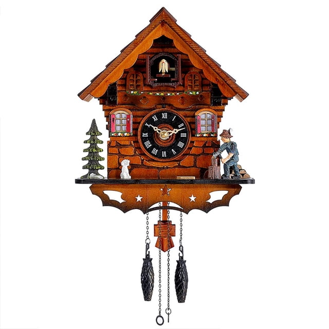 Reloj de cuco Kintrot tradicional de madera envejecida de la Selva Negra