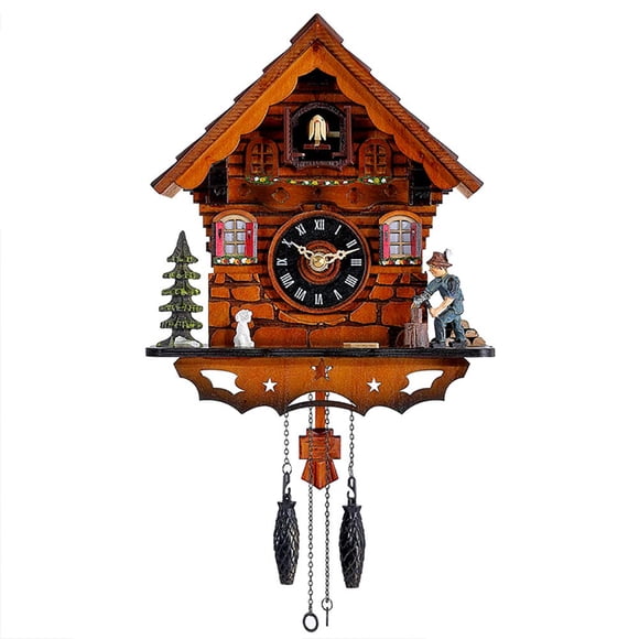 Reloj de cuco Kintrot tradicional de madera envejecida de la Selva Negra
