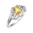 thumbnail image 5 of RYLOS Rings for Women Sterling Silver Ring Classic Style Birthstone Ring 6X4MM Gemstone &  Diamonds November Citrine Jewelry for Women Size 10, 5 of 7