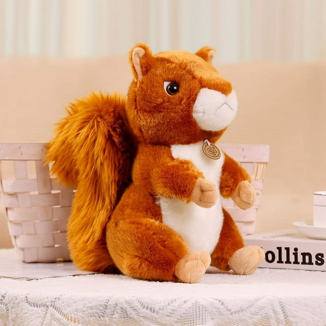 Lifelike Squirrel Plush Toys Simulation Fluffy Raccoon Stuffed Wild Animal Doll Appease Baby Toy Cute Kids Gift For Children