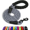 thumbnail image 1 of LAICAIW Rope Dog Leash 4 FT with Comfortable Padded Handle, Highly Reflective Threads Strong Dog Leash for Medium Dogs, 3/8 inch, Grey, 1 of 7