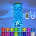 thumbnail image 1 of MKDER-Crystal Lamp Touch, RGB 16 Colors Changing Night Light with Remote, Rechargeable Crystal Table Lamp Bedside Lamp, Rose Wave Diamond Night Light, Ambient Lighting for Bedroom/Game Room/Dinning R, 1 of 4
