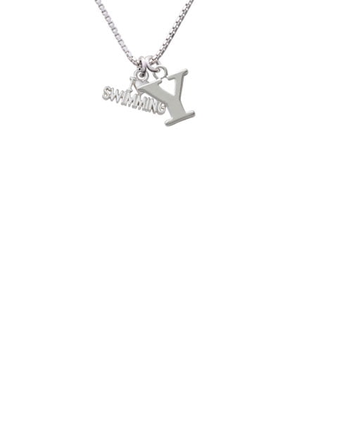 I Heart Swimming Capital Initial Y Necklace by Delight and Co.