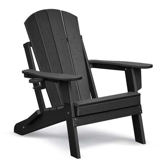 Zinkitool HDPE Folding Adirondack Chair, with Foldable Design, with All-Weather Design, Black, 25 X 22 X 34 in
